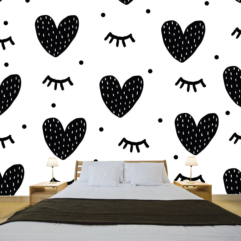 Environment Friendly Mural Wallpaper Heart Pattern Bedroom Wall Mural