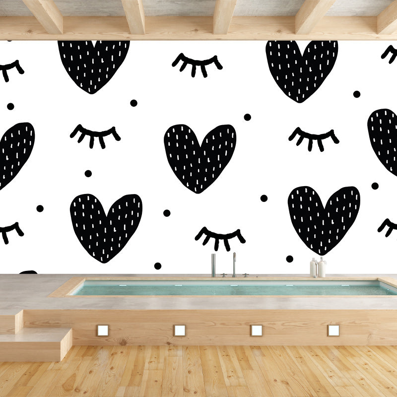 Environment Friendly Mural Wallpaper Heart Pattern Bedroom Wall Mural
