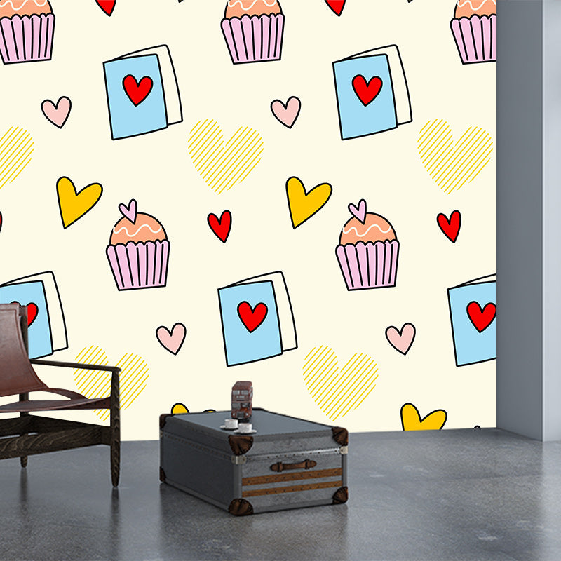 Environment Friendly Mural Wallpaper Heart Pattern Bedroom Wall Mural
