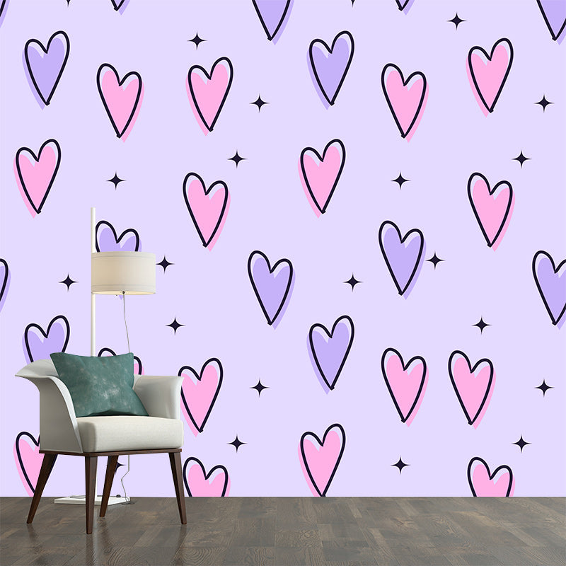 Environment Friendly Mural Wallpaper Heart Pattern Bedroom Wall Mural