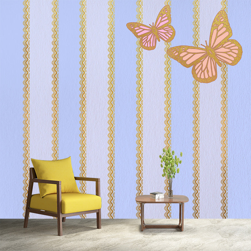 Stripe Mildew Resistant Wallpaper Illustration Sleeping Room Wall Mural