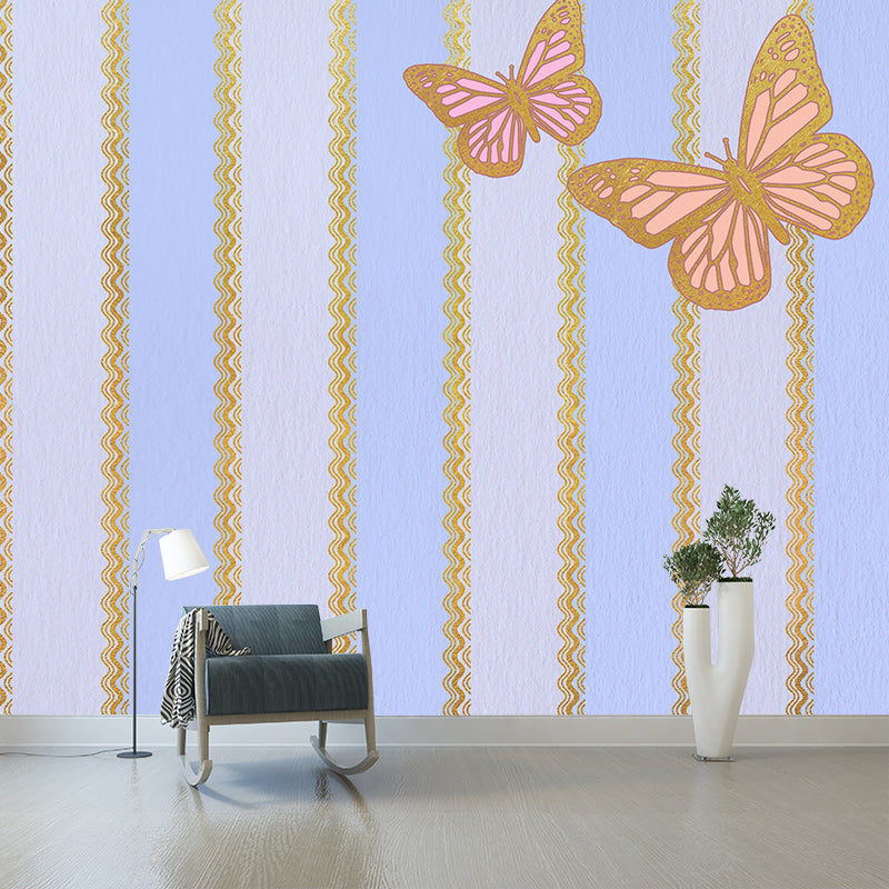 Stripe Mildew Resistant Wallpaper Illustration Sleeping Room Wall Mural