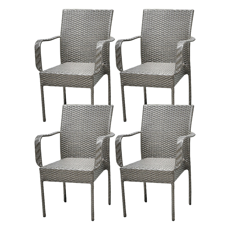 Modern Wicker Dining Set 1/5 Pieces Glass Dining Table Set for Outdoor