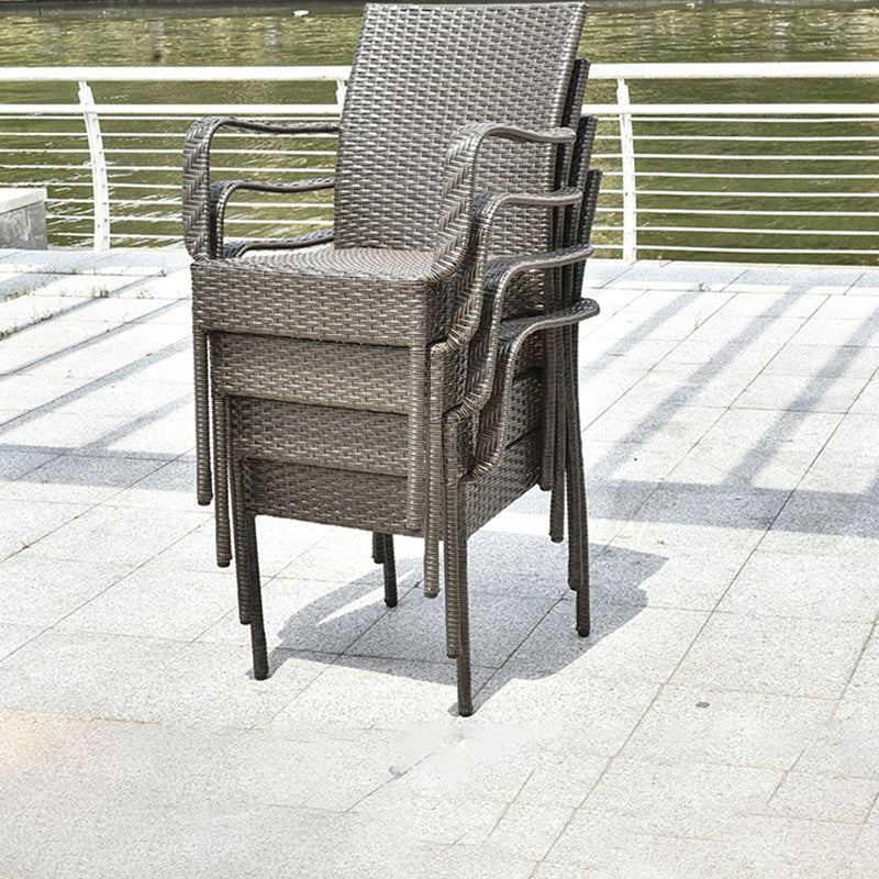 Modern Wicker Dining Set 1/5 Pieces Glass Dining Table Set for Outdoor