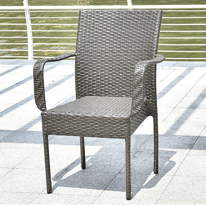 Modern Wicker Dining Set 1/5 Pieces Glass Dining Table Set for Outdoor