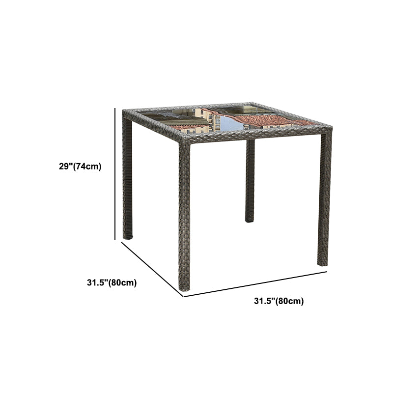 Modern Wicker Dining Set 1/5 Pieces Glass Dining Table Set for Outdoor