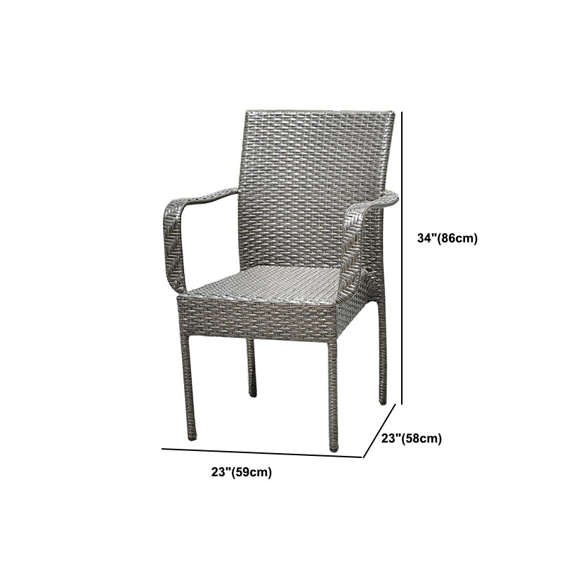 Modern Wicker Dining Set 1/5 Pieces Glass Dining Table Set for Outdoor