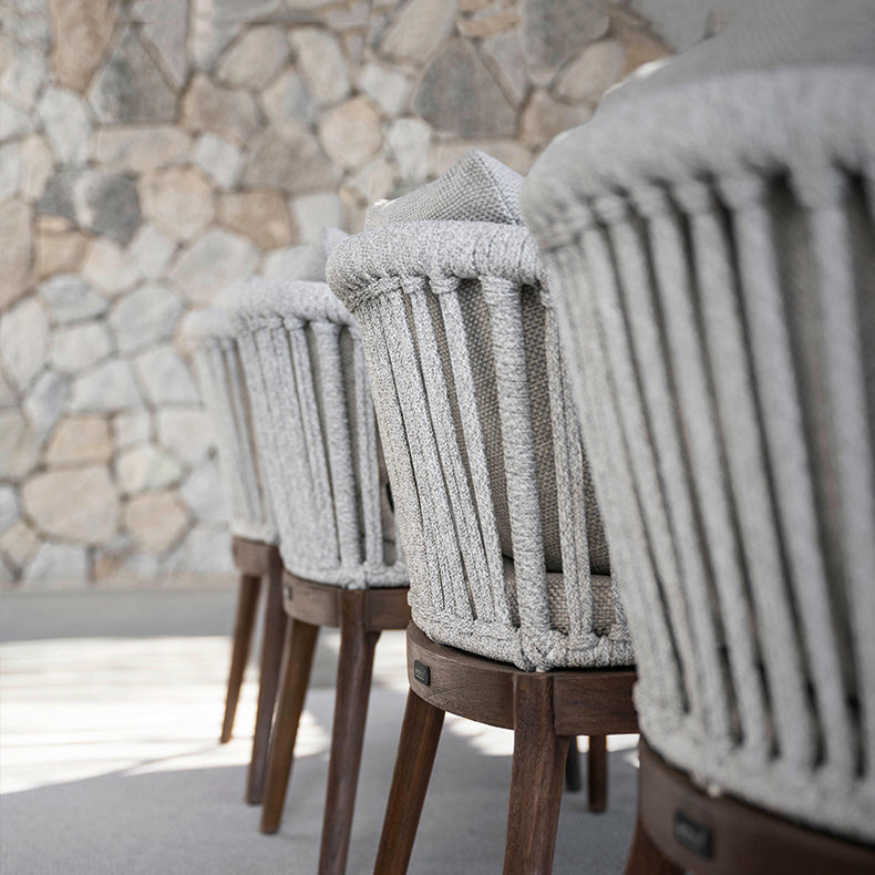 Boho Style Stone Dining Set 1/5/8 Pieces Rectangular Dining Table Set for Outdoor