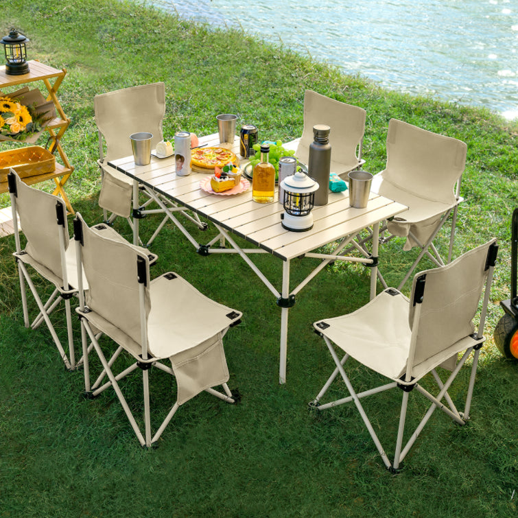 Metal Foldable Camping Table Set Modern 1/7 Pieces Dining Table Set for Outside