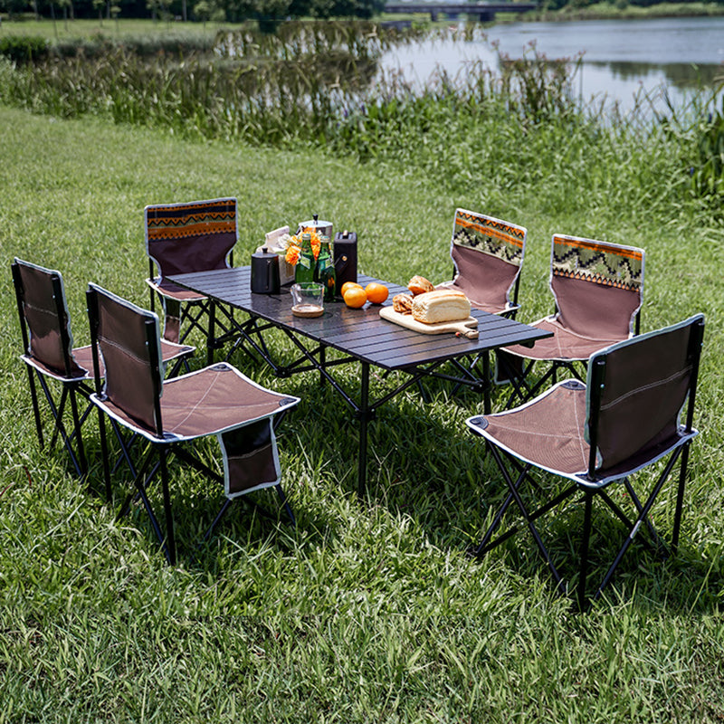 Modern Foldable Camping Table Set 1/7 Pieces Metal Dining Table Set for Outside