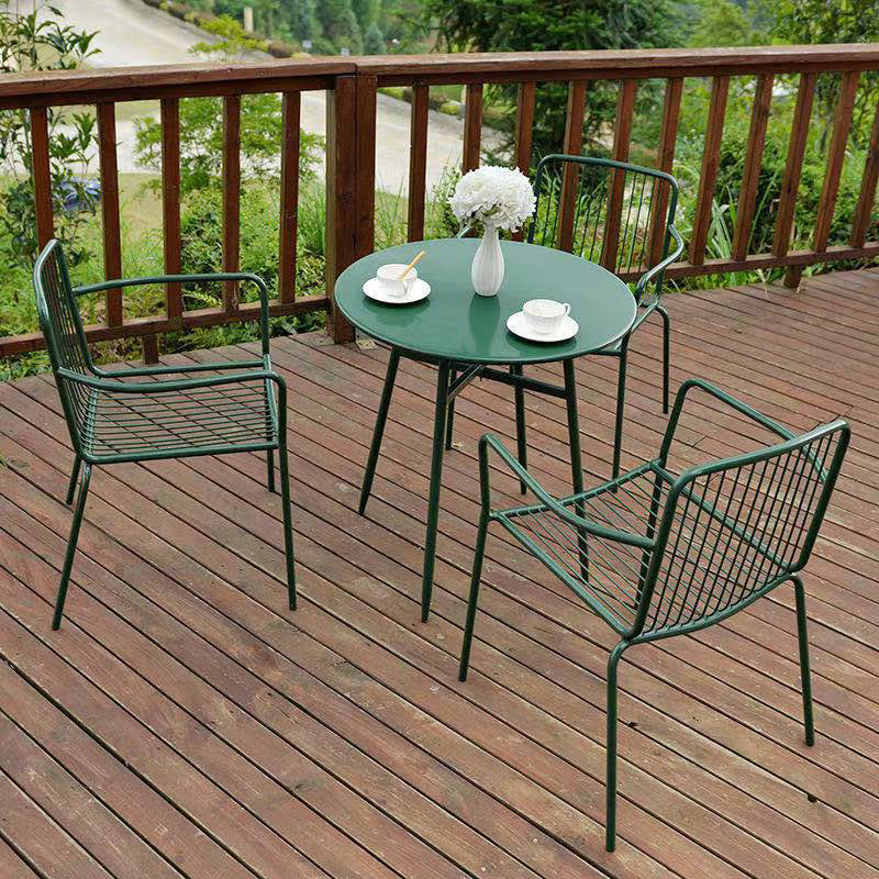 Modern Round Dining Set 1/3/4/5 Pieces Metal Dining Table Set for Outdoor