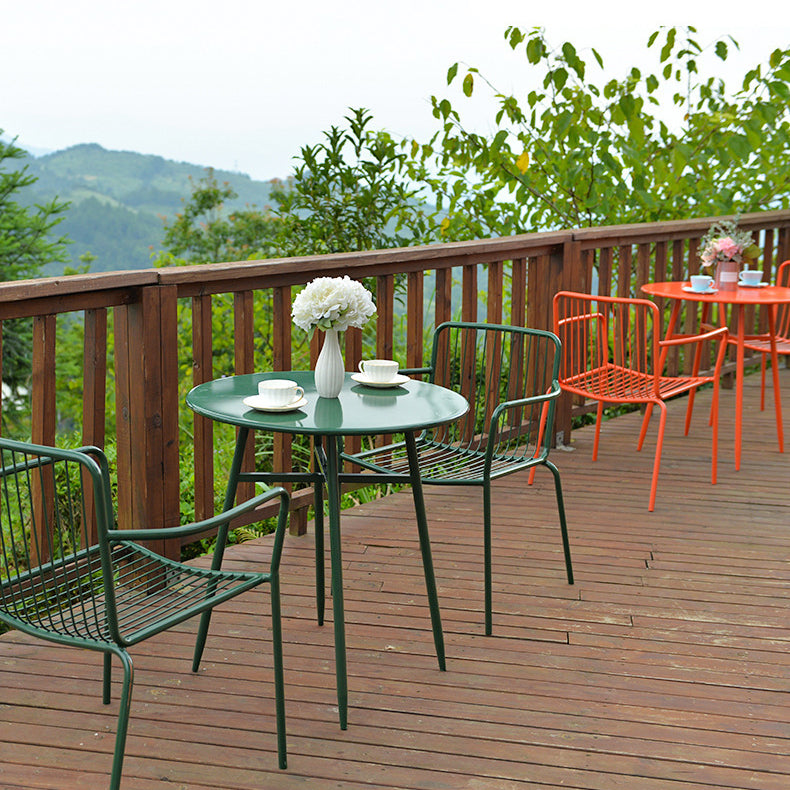 Modern Round Dining Set 1/3/4/5 Pieces Metal Dining Table Set for Outdoor