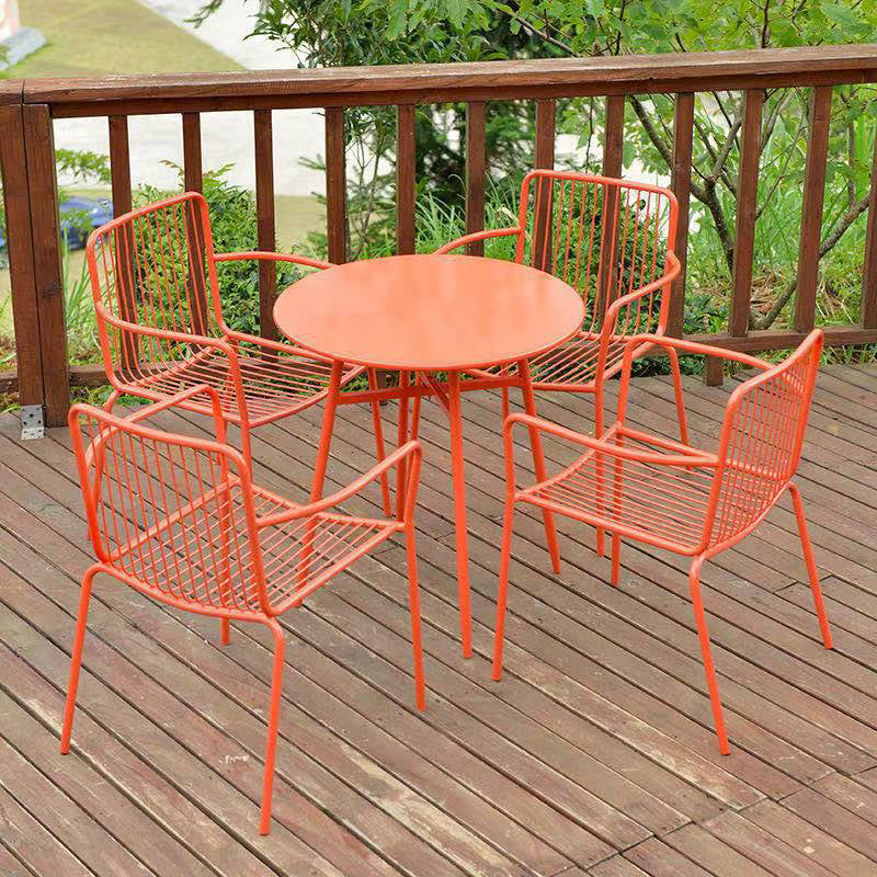 Modern Round Dining Set 1/3/4/5 Pieces Metal Dining Table Set for Outdoor