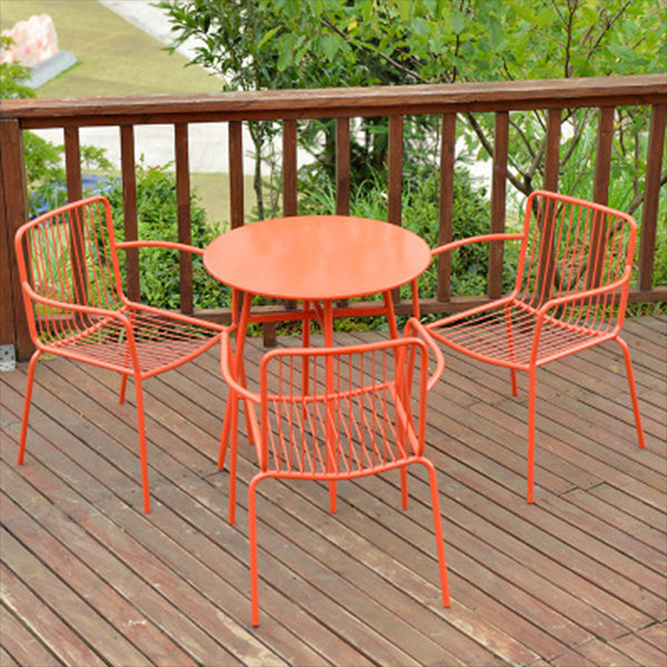 Modern Round Dining Set 1/3/4/5 Pieces Metal Dining Table Set for Outdoor