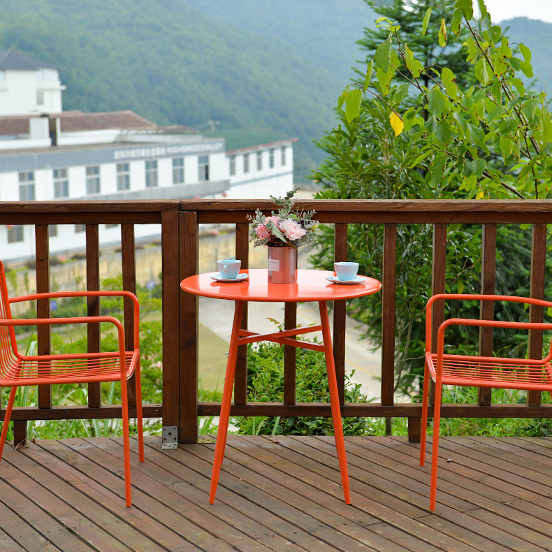Modern Round Dining Set 1/3/4/5 Pieces Metal Dining Table Set for Outdoor