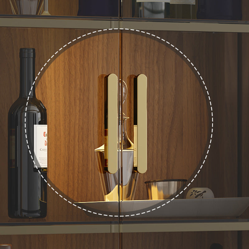 Glam Display Stand Black/Walnut Finish Display Cabinet with Glass Locking Doors