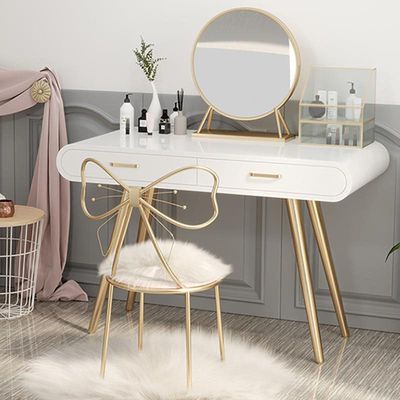 Glam Makeup Counter with 2 Drawers in White Vanity Table for Bedroom