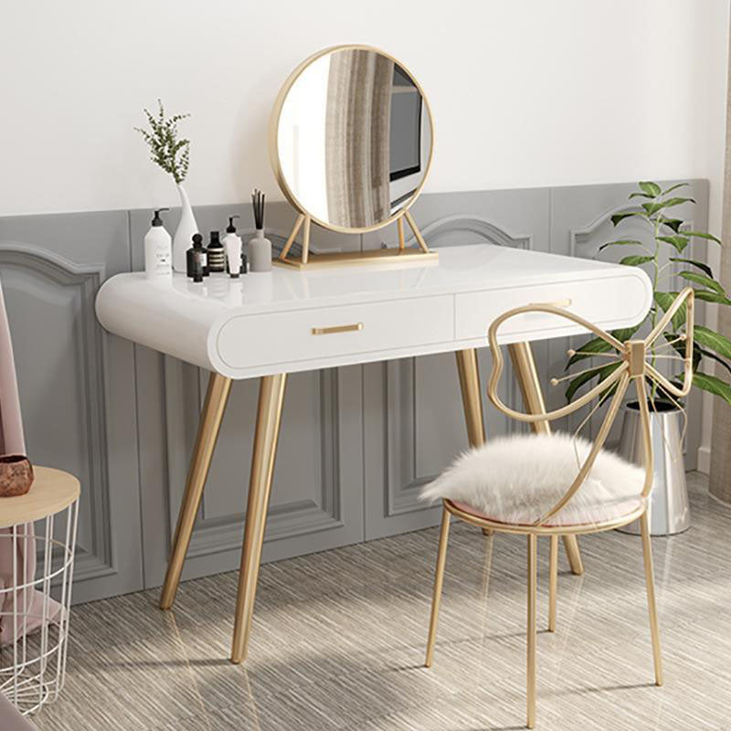 Glam Makeup Counter with 2 Drawers in White Vanity Table for Bedroom