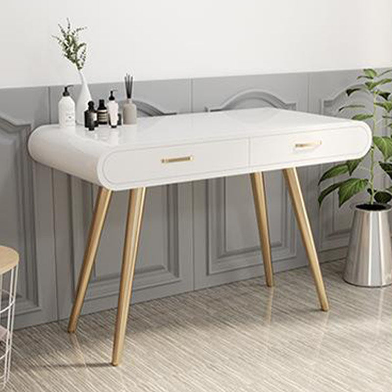 Glam Makeup Counter with 2 Drawers in White Vanity Table for Bedroom