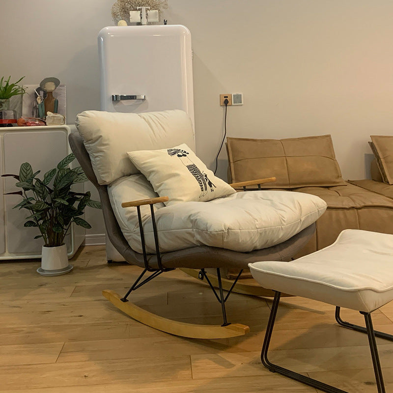 Patchwork Rocking Chair Fabric Upholstered Contemporary Rocking Chair with Ottoman