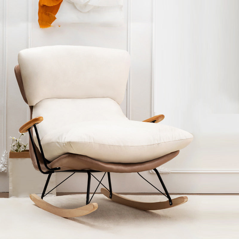 Patchwork Rocking Chair Fabric Upholstered Contemporary Rocking Chair with Ottoman