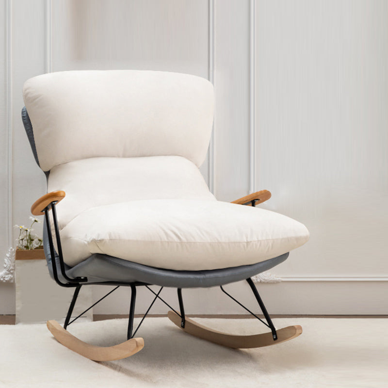 Patchwork Rocking Chair Fabric Upholstered Contemporary Rocking Chair with Ottoman