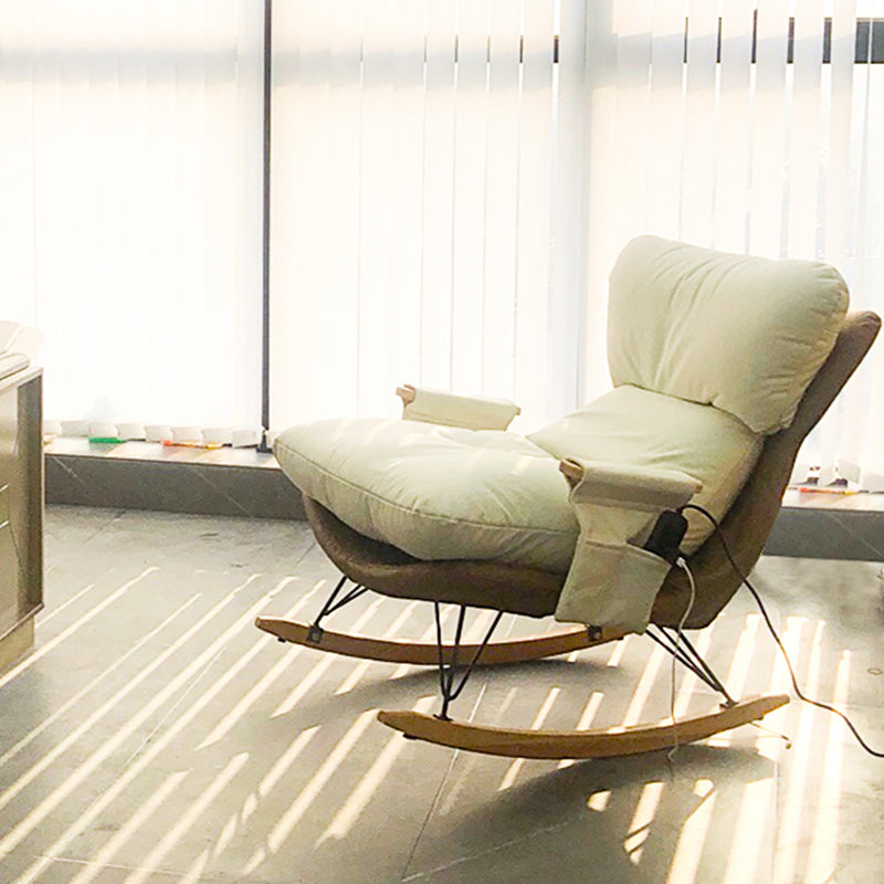 Patchwork Rocking Chair Fabric Upholstered Contemporary Rocking Chair with Ottoman