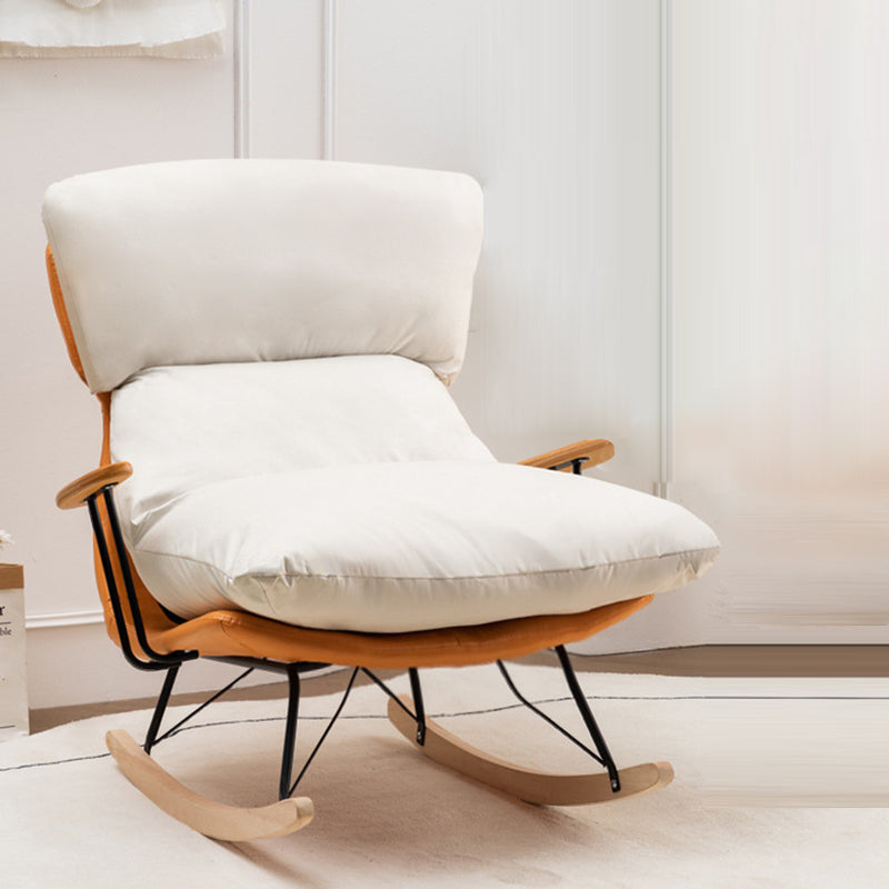 Patchwork Rocking Chair Fabric Upholstered Contemporary Rocking Chair with Ottoman