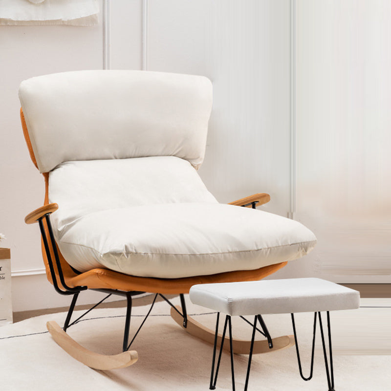 Patchwork Rocking Chair Fabric Upholstered Contemporary Rocking Chair with Ottoman