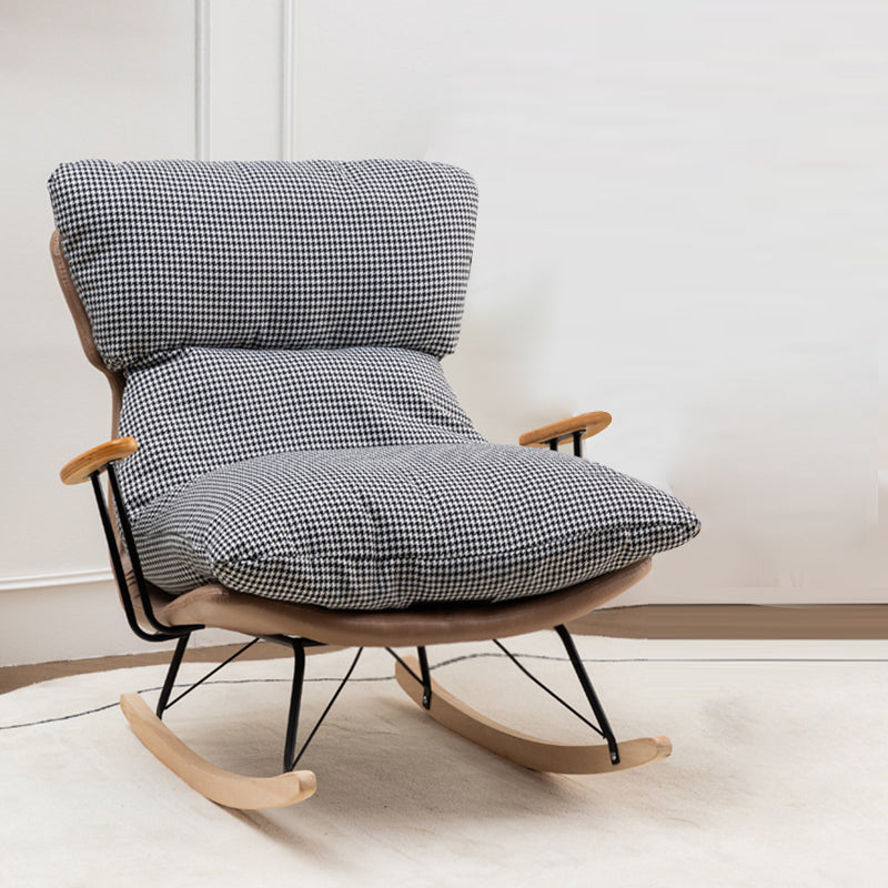 Patchwork Rocking Chair Fabric Upholstered Contemporary Rocking Chair with Ottoman