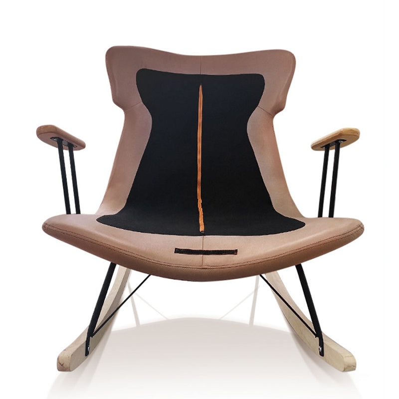 Patchwork Rocking Chair Fabric Upholstered Contemporary Rocking Chair with Ottoman