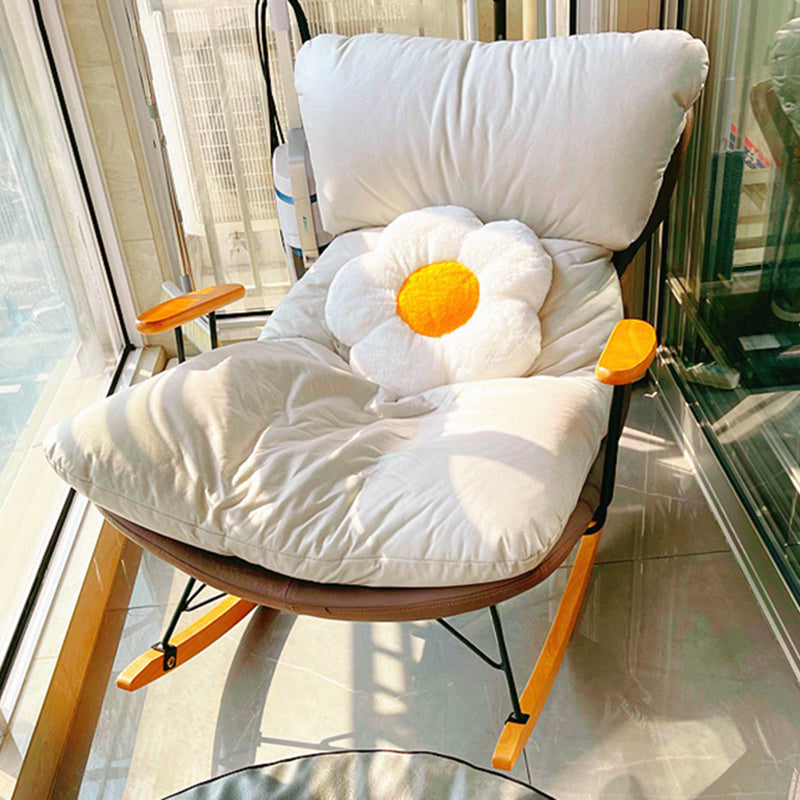 Patchwork Rocking Chair Fabric Upholstered Contemporary Rocking Chair with Ottoman