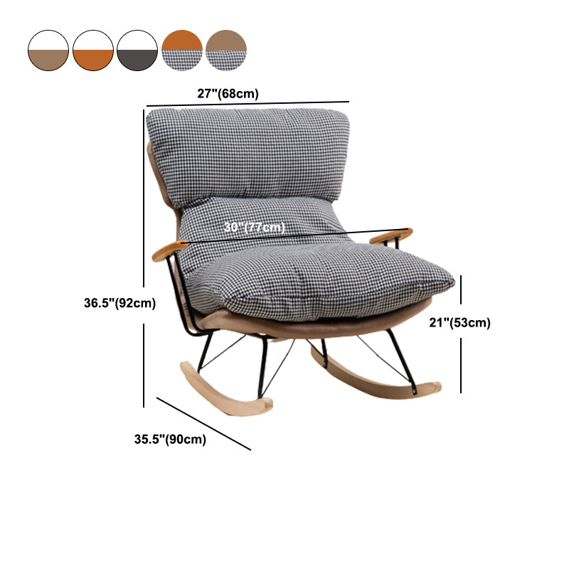 Patchwork Rocking Chair Fabric Upholstered Contemporary Rocking Chair with Ottoman