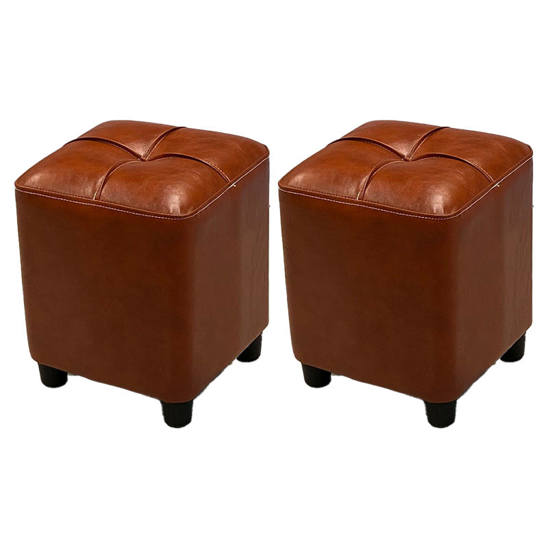 Leather Pouf Ottoman Whole Colored Water Resistant Square Tufted Pouf Ottoman