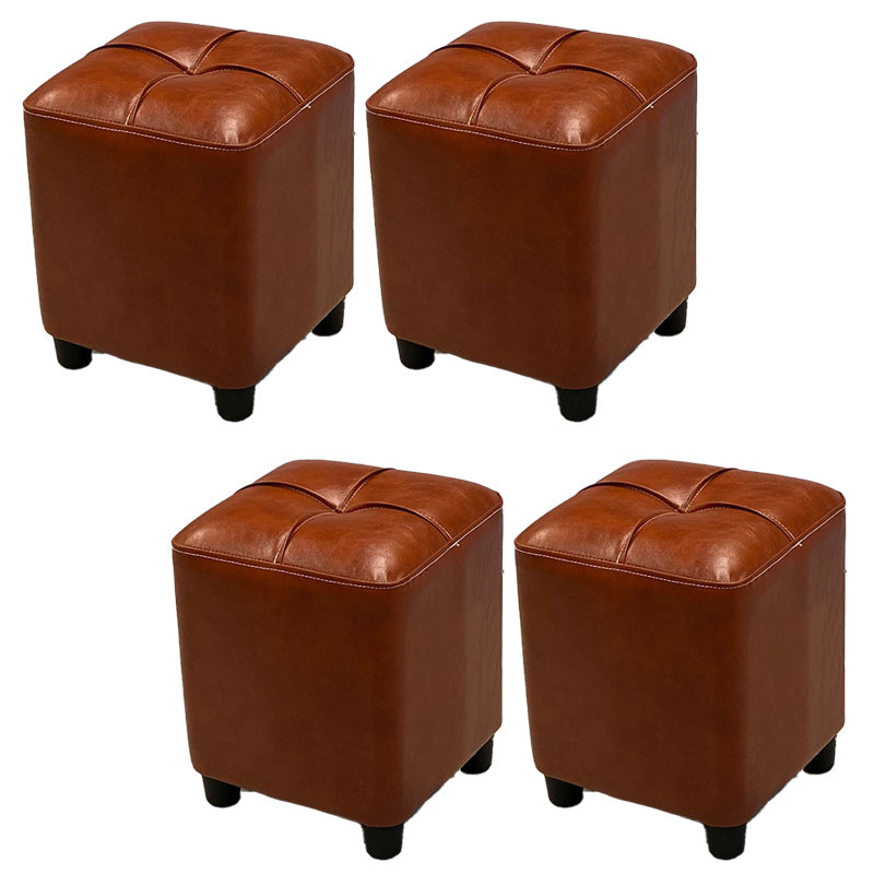 Leather Pouf Ottoman Whole Colored Water Resistant Square Tufted Pouf Ottoman