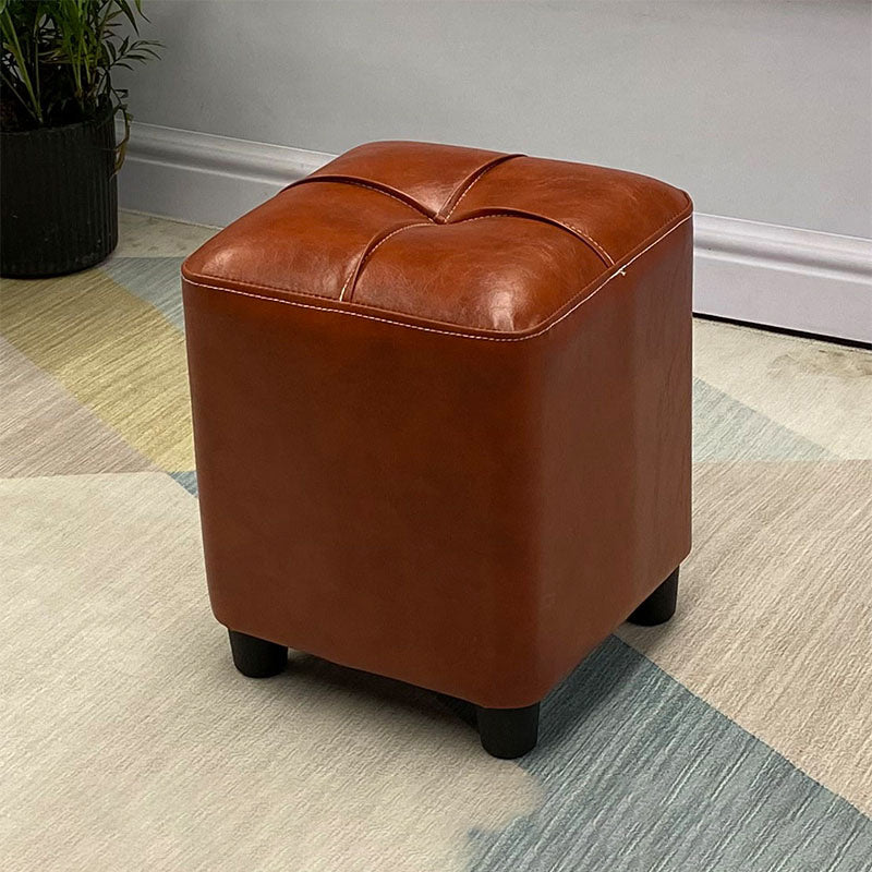 Leather Pouf Ottoman Whole Colored Water Resistant Square Tufted Pouf Ottoman