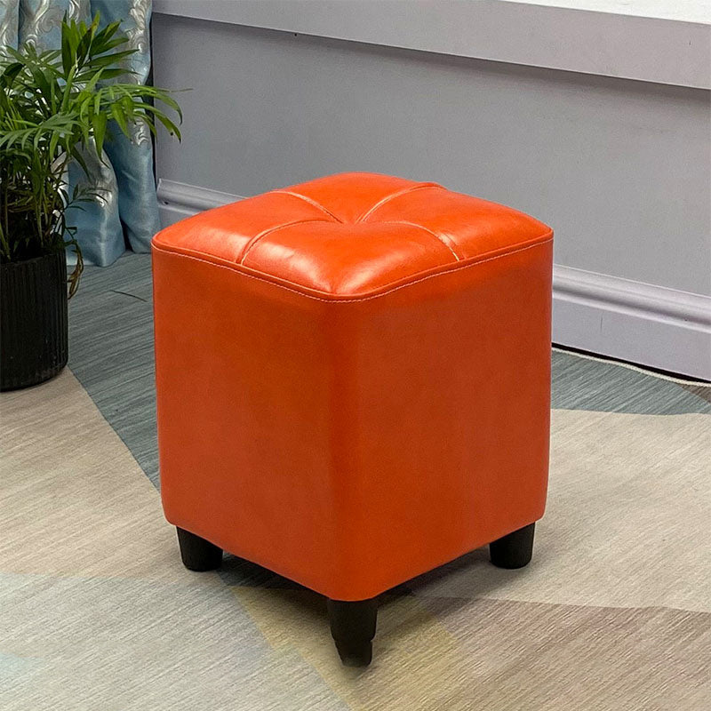 Leather Pouf Ottoman Whole Colored Water Resistant Square Tufted Pouf Ottoman
