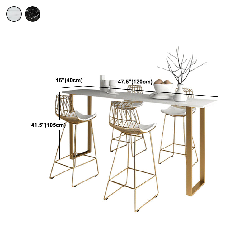 Glam Pub Table Rectangle Bar Height Double Pedestal Bar Table for Indoor