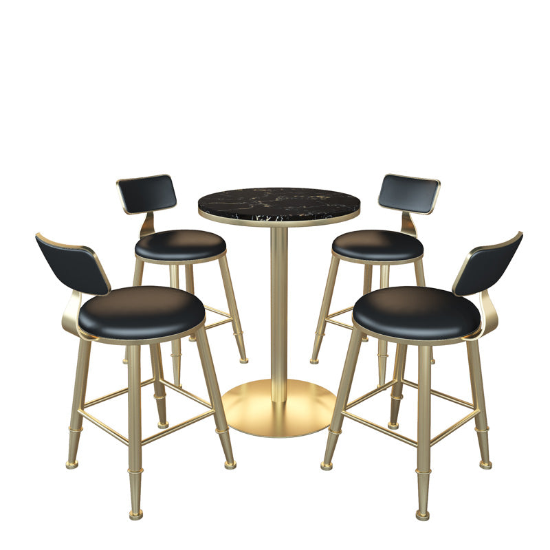 Gold Metal Pedestal Bar Table White Wood Top Bar Table for Small Places