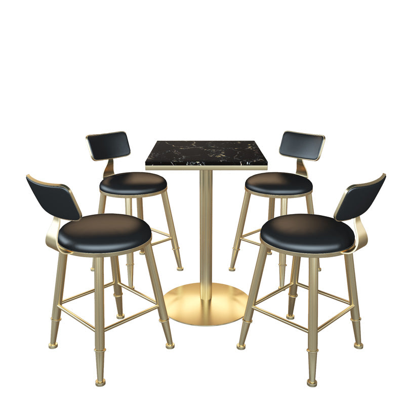 Gold Metal Pedestal Bar Table White Wood Top Bar Table for Small Places