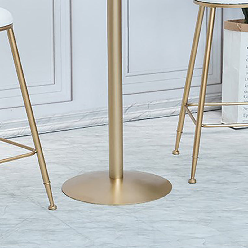 Gold Metal Pedestal Bar Table White Wood Top Bar Table for Small Places