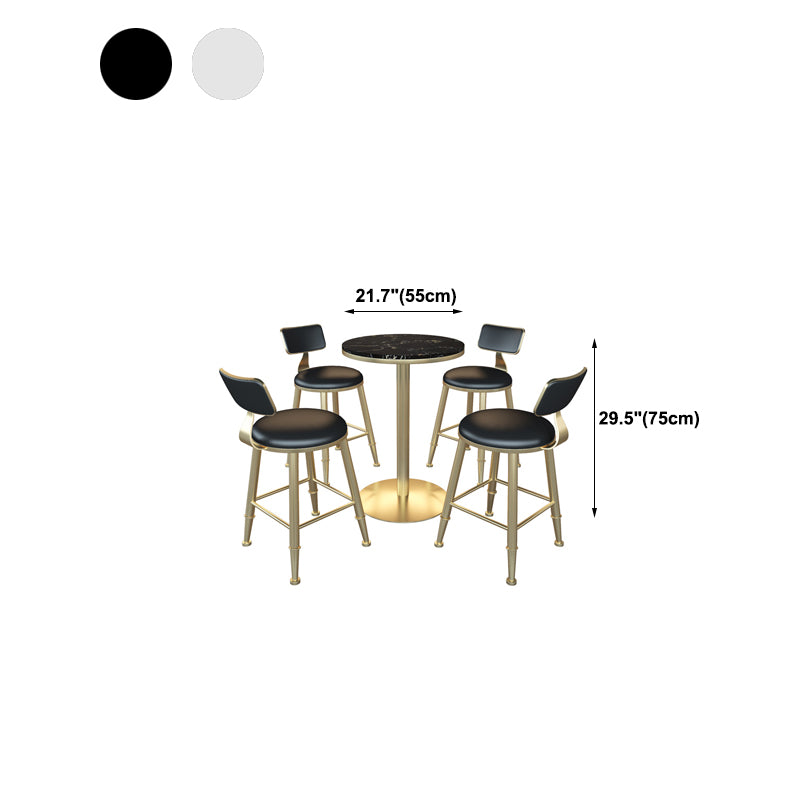 Gold Metal Pedestal Bar Table White Wood Top Bar Table for Small Places