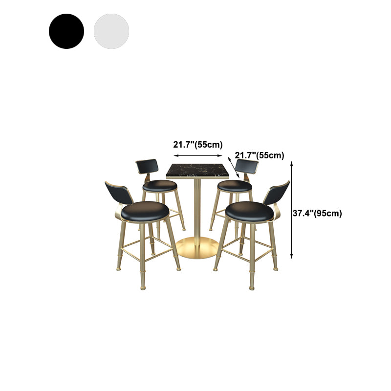 Gold Metal Pedestal Bar Table White Wood Top Bar Table for Small Places