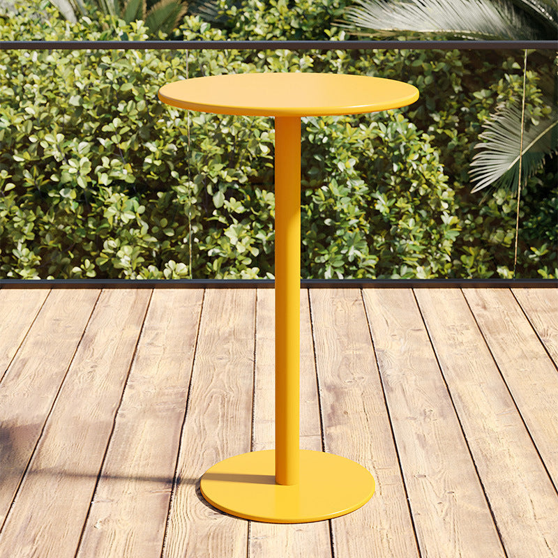 Round Metal Bar Table 41.3"H Industrial Style Outdoor Bar Stool Table with Pedestal
