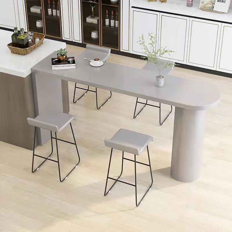 Free Form Industrial Bar Height Table Pine Solid Wood Bar Table with Double Pedestal