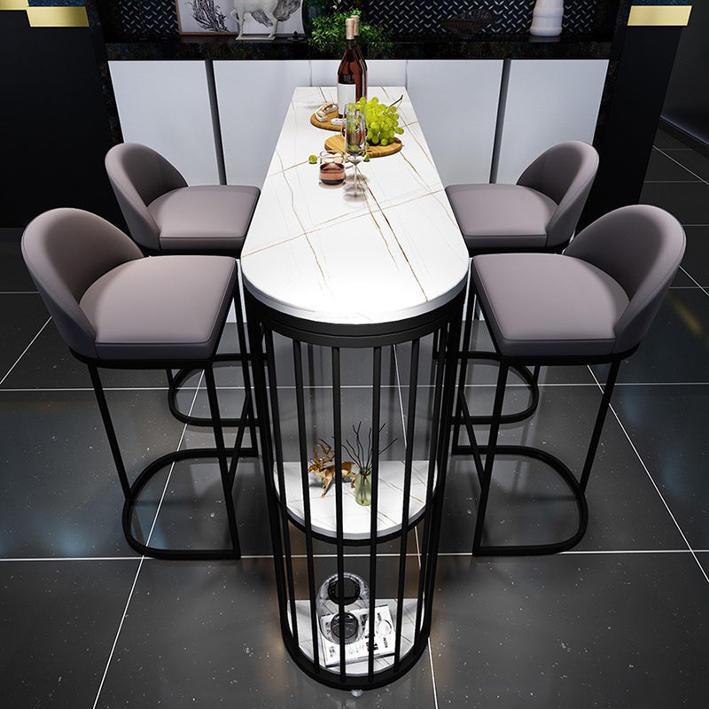 White Sintered Stone Bar Table Modern Dining Table for Kitchen Living Room Coffee Room