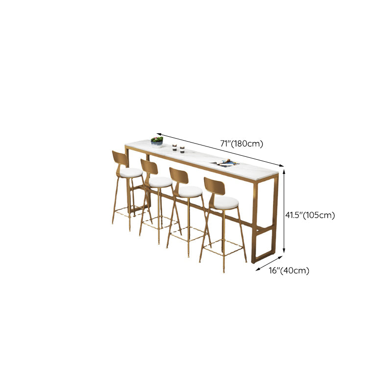 Glam Pub Table Faux Marble Rectangle Bar Table for Indoor and Breakroom