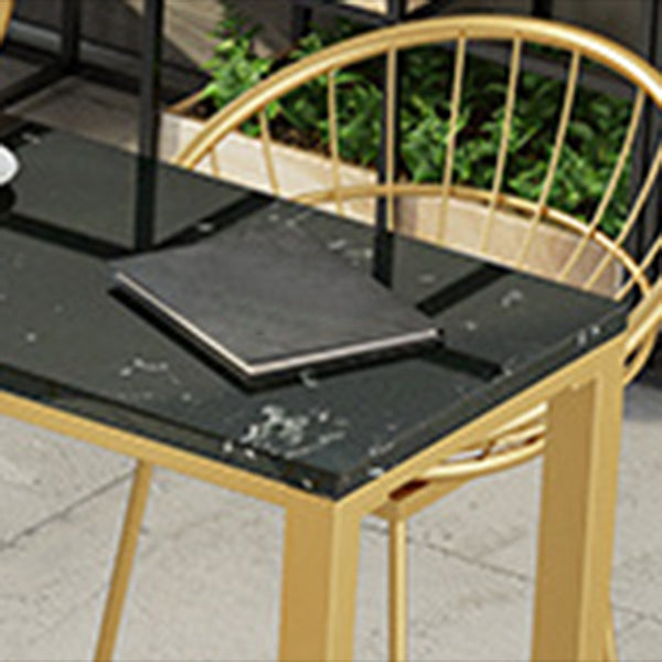 Glam Pub Table Bar Height Faux Marble Rectangle Bar Table for Indoor