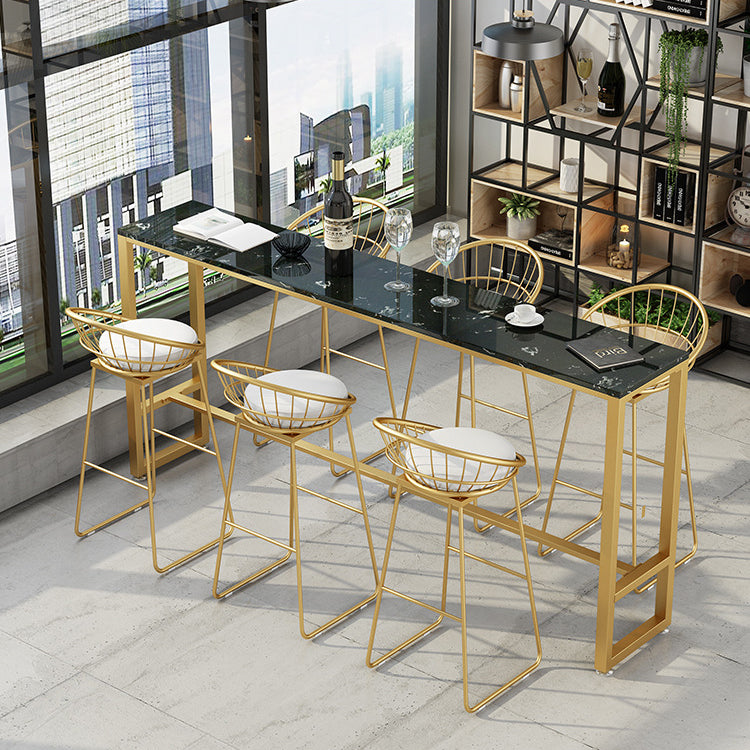 Glam Pub Table Bar Height Faux Marble Rectangle Bar Table for Indoor