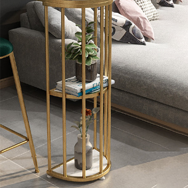 Oval Sintered Stone Bar Table Metal Base Dining Table with Storage Shelves